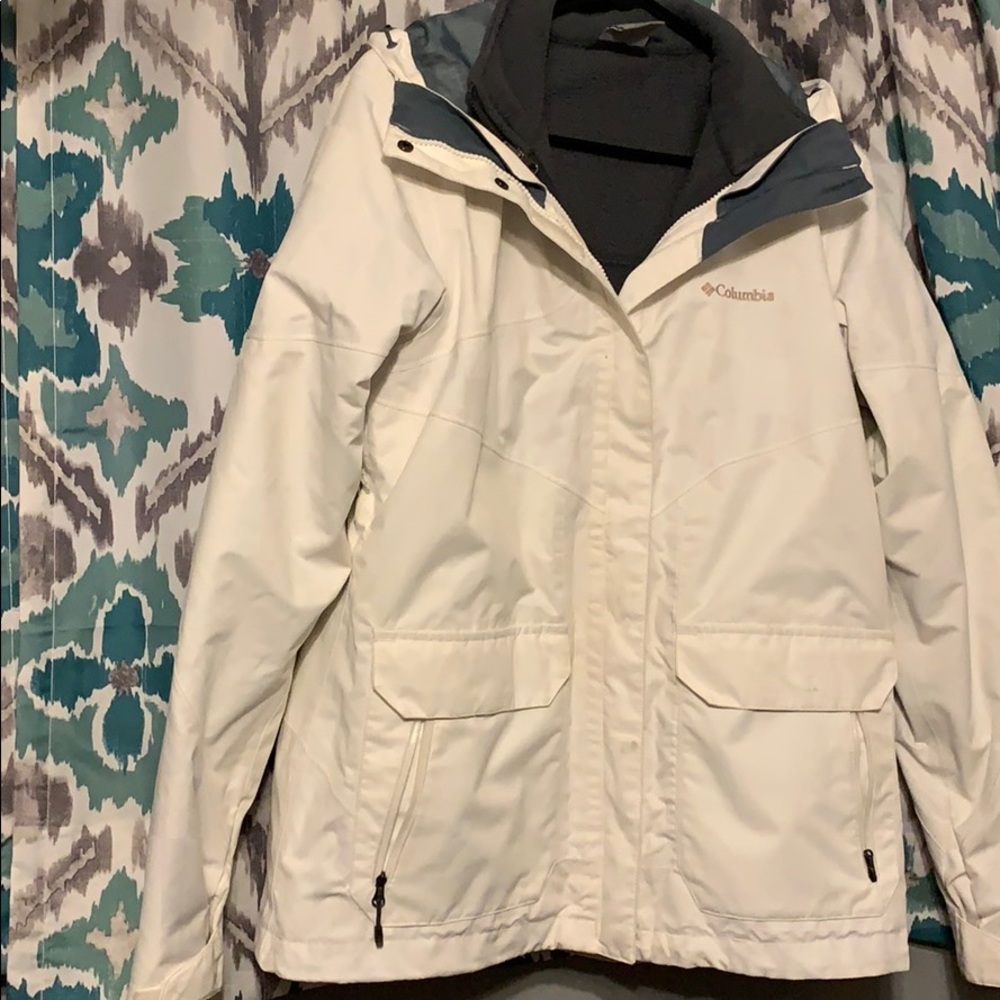 White and grey Columbia coat